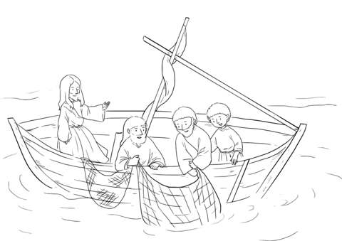 Luke 5 4 5 Fishers Of Men   Jesus Tells Simon To Put His Nets In The Water Coloring Page